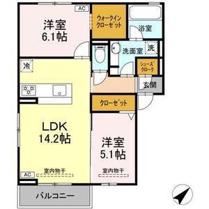 恵比寿の森(2LDK/3階)の間取り写真