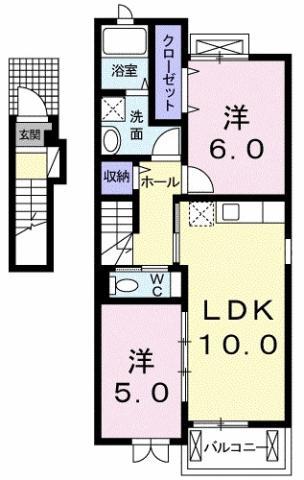 ストロベリーガーデンA(2LDK/2階)の間取り写真