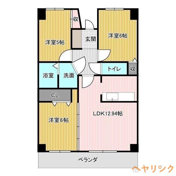 スカイライフ新宿(3LDK/4階)の間取り写真