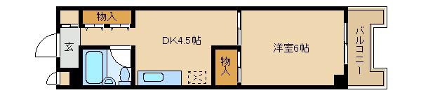 東三国グランドハイツ北(1DK/4階)の間取り写真