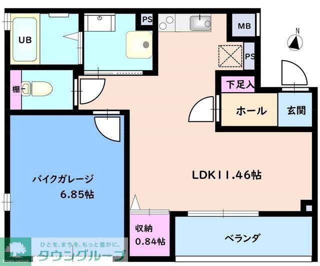GRAND ETE(ワンルーム/1階)の間取り写真
