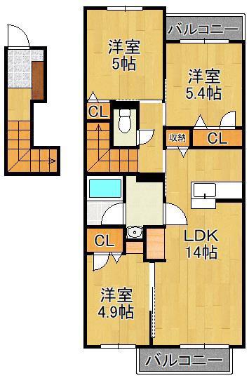 アミコートI(3LDK/2階)の間取り写真