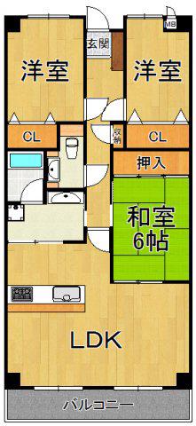 サンテ東甲子園(3LDK/2階)の間取り写真