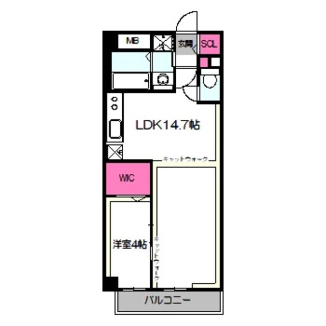 LEGARAND猫 MIYAKOJIMA(1LDK/7階)の間取り写真