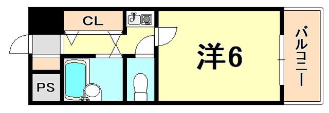DMC北城内(1K/3階)の間取り写真
