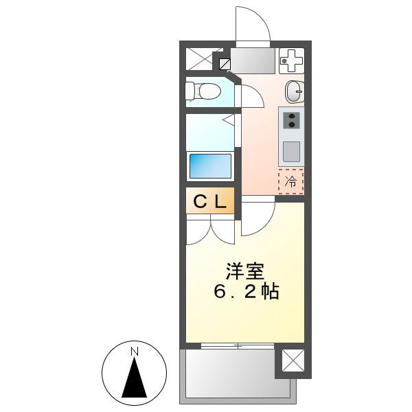 パルティール城西(1K/3階)の間取り写真