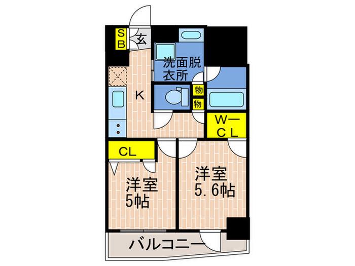 EC神戸元町IIRESERVE(2K/11階)の間取り写真