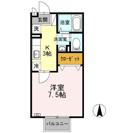 セジュール六本松 C棟(1K/2階)の間取り写真