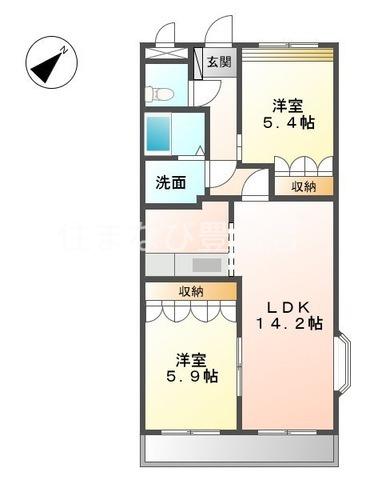 イーストフィールド寿(2LDK/2階)の間取り写真