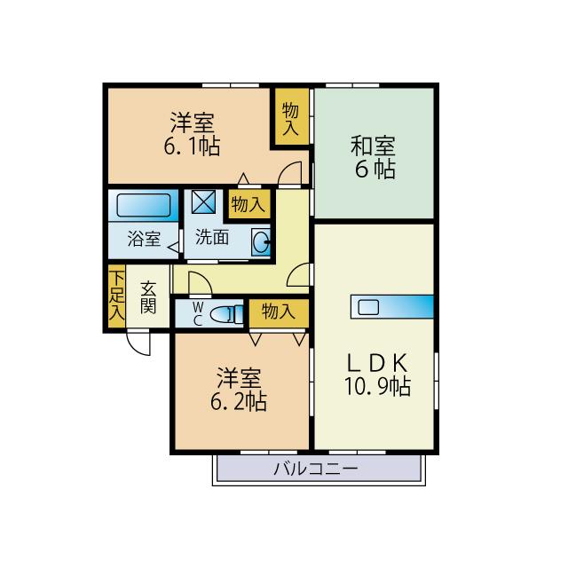 メゾンボヌール(3LDK/2階)の間取り写真