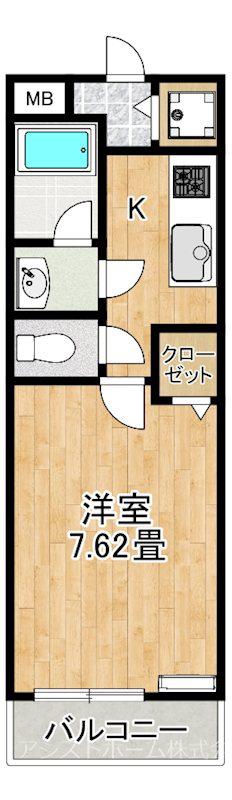 カルティエ3M(1K/2階)の間取り写真