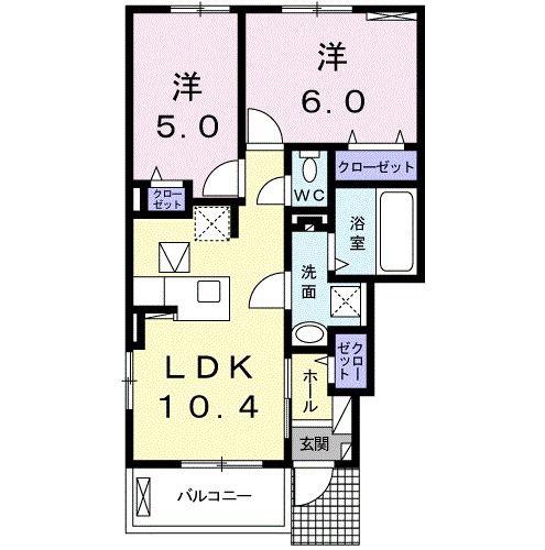 LUPINUS(2LDK/1階)の間取り写真