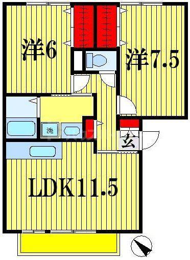 パークサイド西船A・B(2LDK/2階)の間取り写真