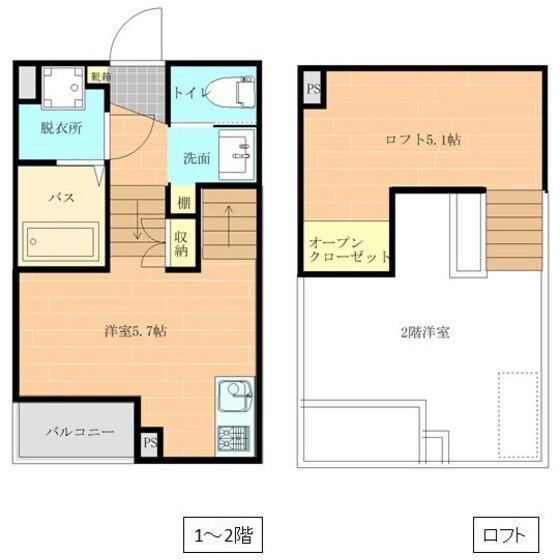 エーワンKUHONJI(1K/2階)の間取り写真