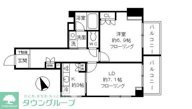 ファインクレスト上目黒(1LDK/3階)の間取り写真