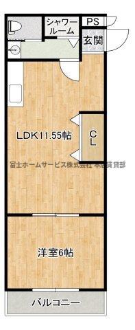 帝塚山コーポラス(1LDK/7階)の間取り写真