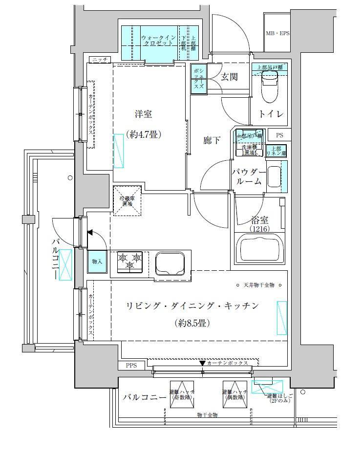 ヴィークブライト蔵前(1LDK/11階)の間取り写真