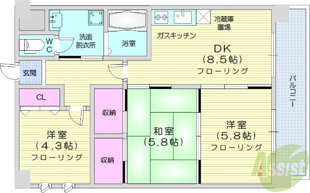 グレースK小田原(3DK/2階)の間取り写真