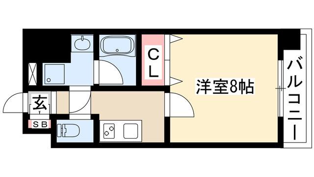 カレント茶屋が坂(1K/12階)の間取り写真