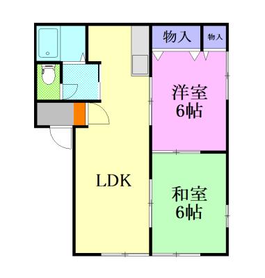 グリーンヴィラ宮原(2LDK/2階)の間取り写真