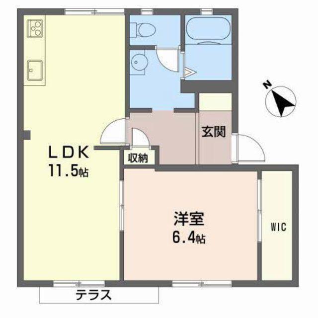 坂の久保ハイツE棟(1LDK/1階)の間取り写真