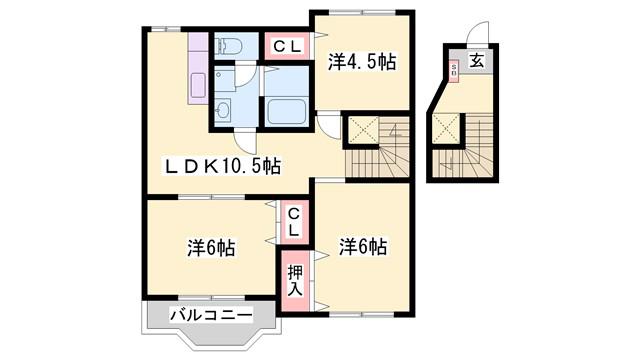 ファミールエスト(3LDK/2階)の間取り写真