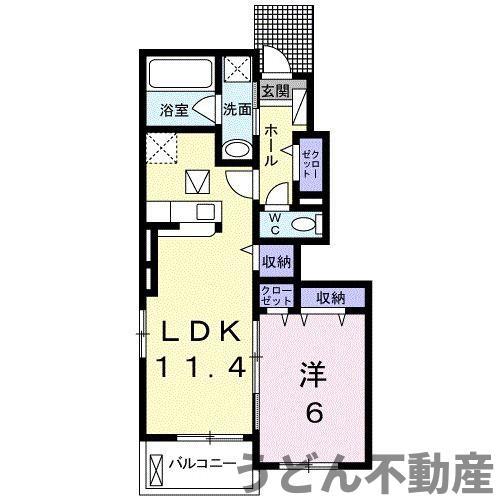 テール フェルティル III(1LDK/1階)の間取り写真