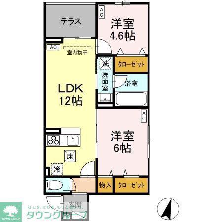 ASSET-COURT八坂(2LDK/1階)の間取り写真