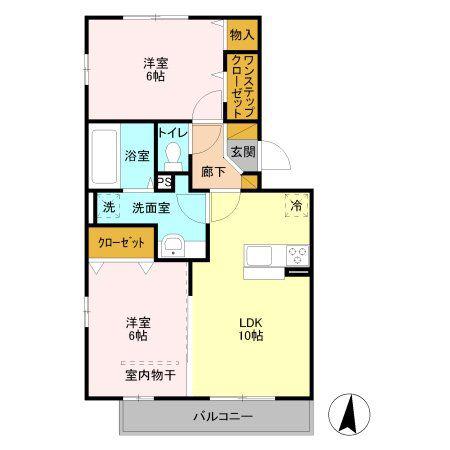 レスポワール A(2LDK/2階)の間取り写真