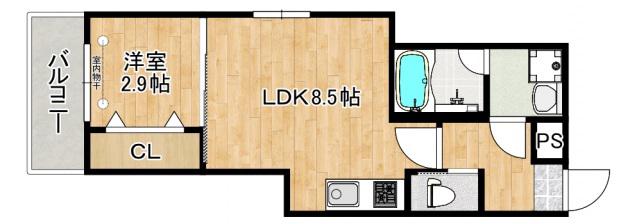 MOVE江波東(1LDK/1階)の間取り写真