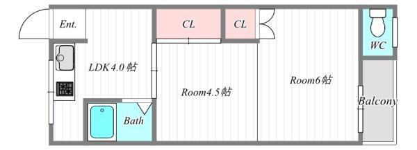 白鶴マンション(2DK/2階)の間取り写真