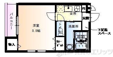 フジパレス豊新II番館(1K/2階)の間取り写真