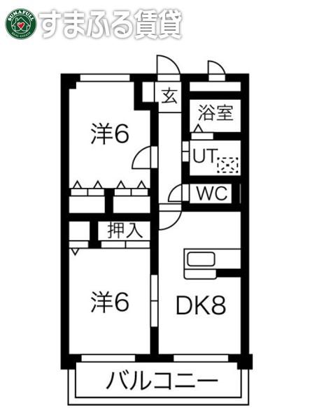 和泉乃郷II号館(2DK/2階)の間取り写真