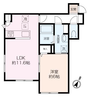 グランディール OGI(1LDK/1階)の間取り写真
