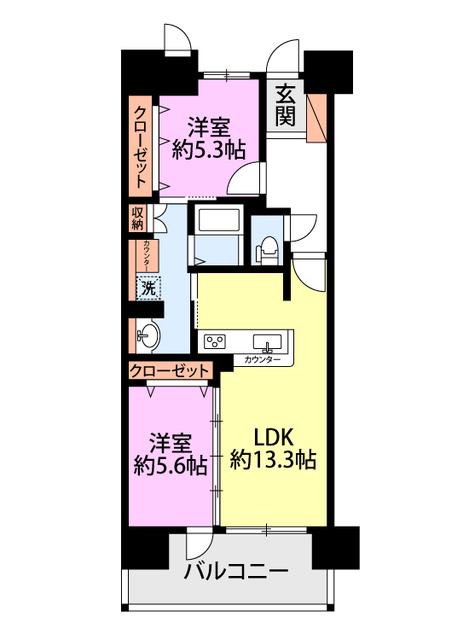 アルファステイツ大手通(2LDK/10階)の間取り写真