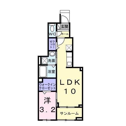 エレガント(1LDK/1階)の間取り写真