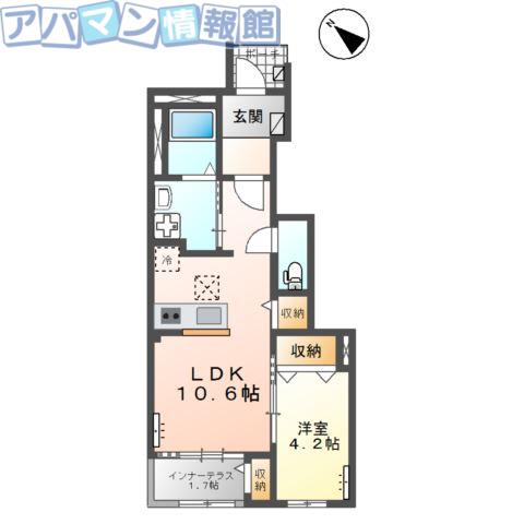 ヴィヴァレス (1LDK/1階)の間取り写真