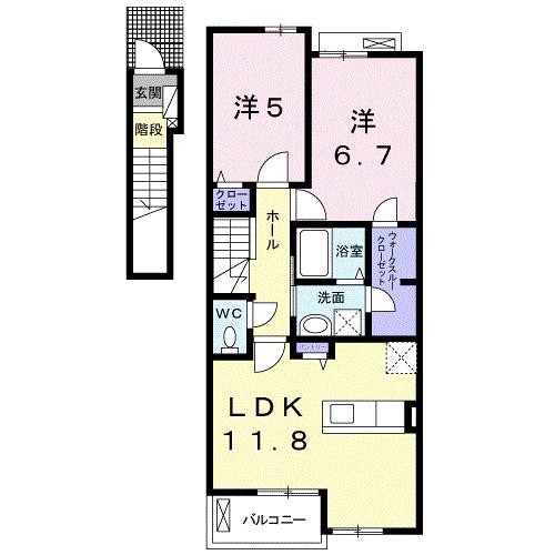 コンフォート・ユー(2LDK/2階)の間取り写真