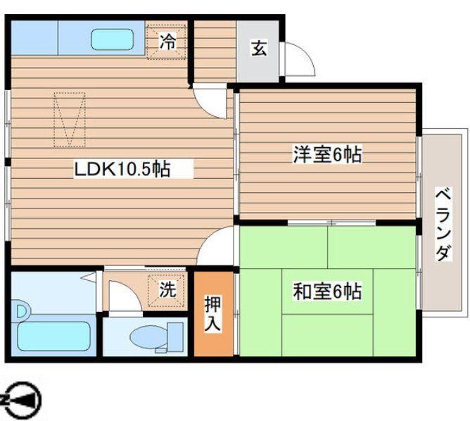 ウォクヒル・北山(2LDK/2階)の間取り写真