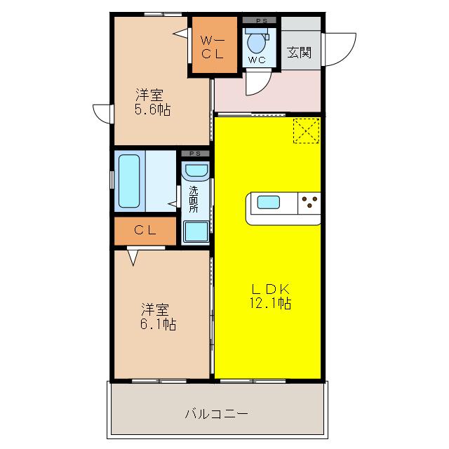 メゾン・ド・TAX VII(2LDK/2階)の間取り写真