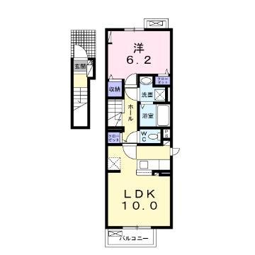 エヴァ―グリーン城栄(1LDK/2階)の間取り写真