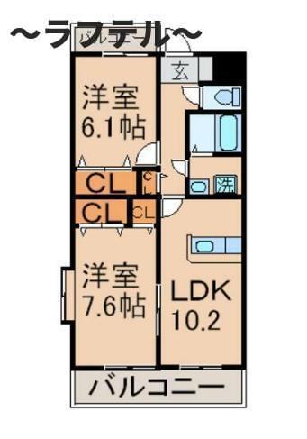 ピエトラルーチェ(2LDK/1階)の間取り写真
