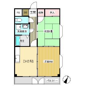 城ヶ丘ヴィレッジI(2DK/2階)の間取り写真