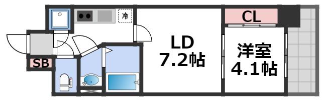 SERENITE本町エコート(1LDK/14階)の間取り写真
