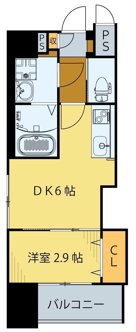 シェルグランデ原町(1DK/13階)の間取り写真