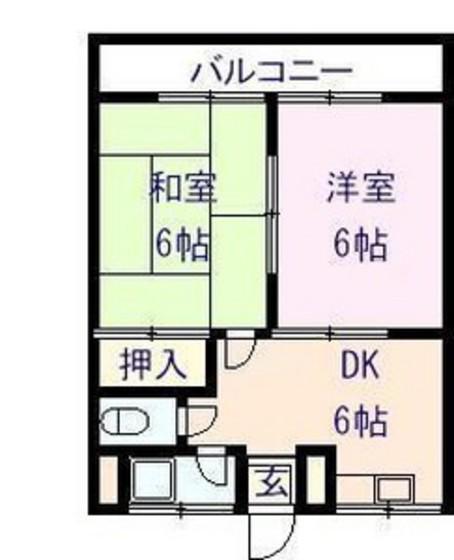 グリーンハイツ八幡(2DK/3階)の間取り写真