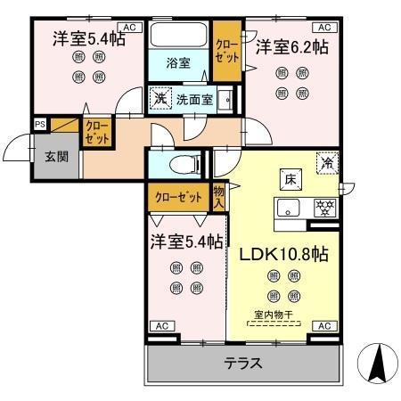 サリサ.K(3LDK/1階)の間取り写真