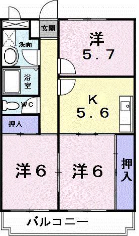 マリッチ溝渕I(3K/2階)の間取り写真