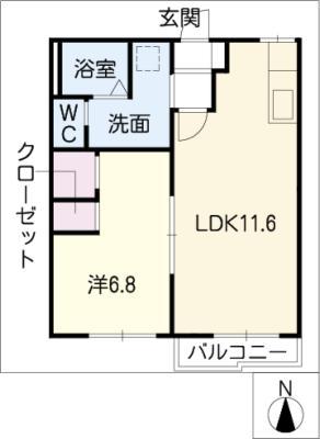 フレグランスセフィラ辻(1LDK/1階)の間取り写真