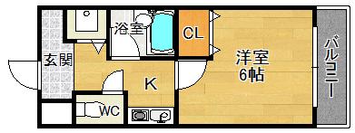 メルベーユ西宮(1K/4階)の間取り写真
